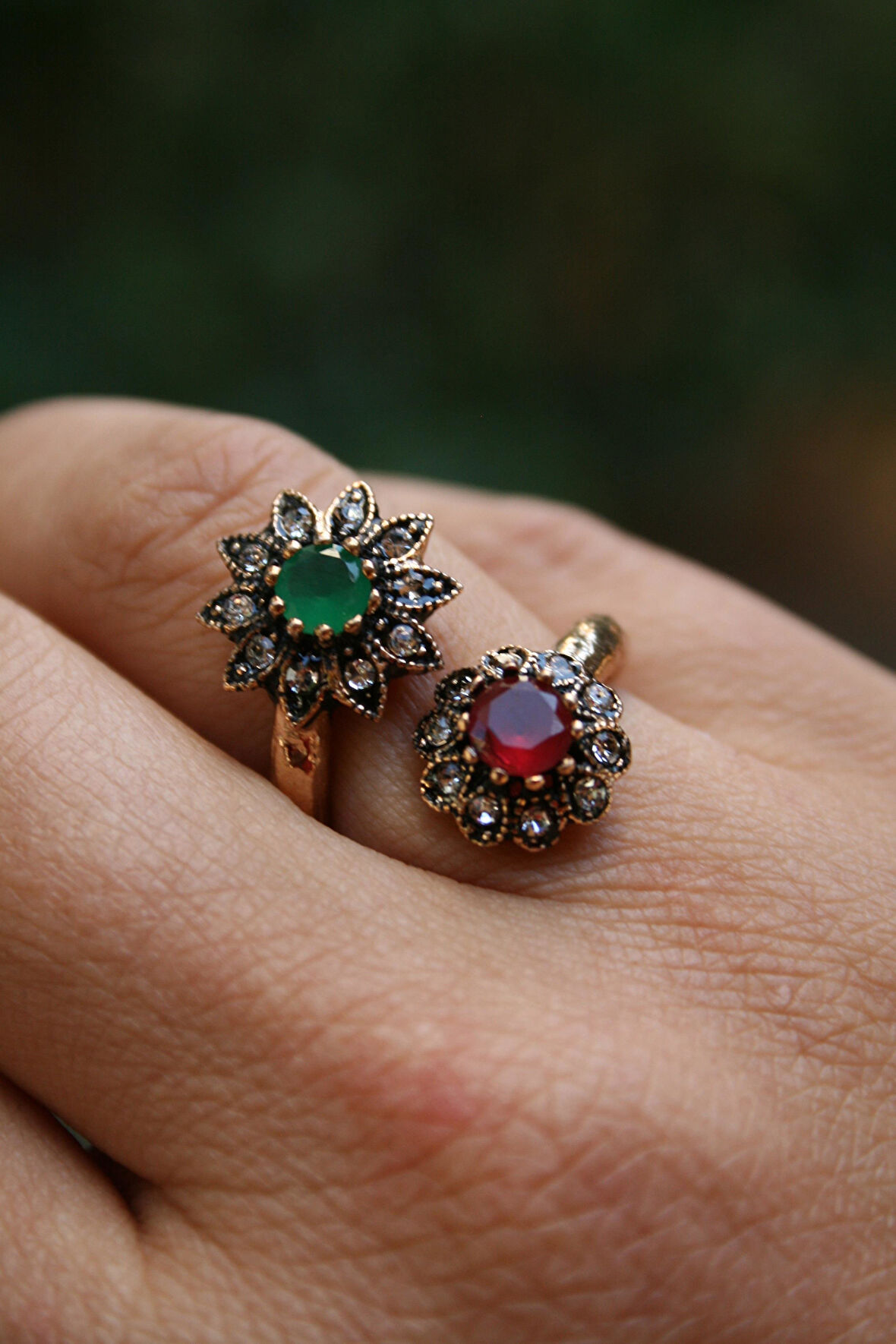 STONEAGE JEWELLERY Bronz Yüzük Çift Çiçek