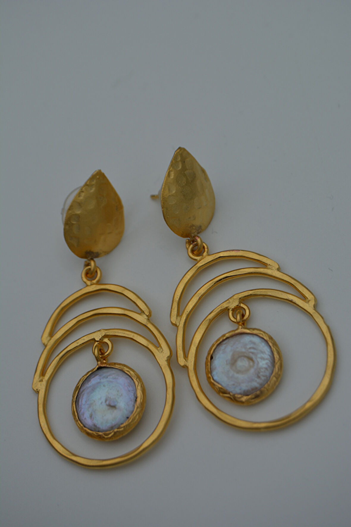 STONEAGE Gerçek İnci Küpe Altın Kaplama El Yapımı Özel Tasarım