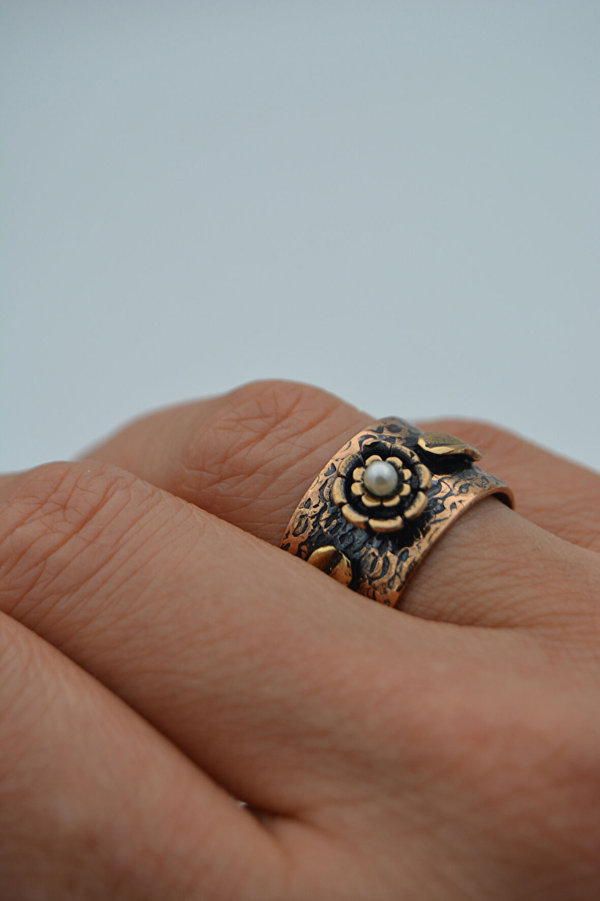 STONEAGE ÖZEL TASARIM İNCİLİ YÜZÜK