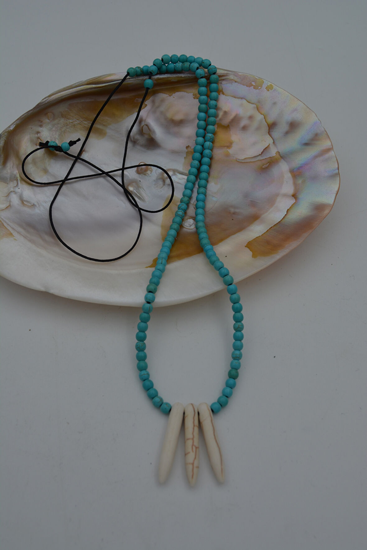 STONEAGE JEWELLERY Turkuaz Doğal Taşlı Metalsiz Kolye