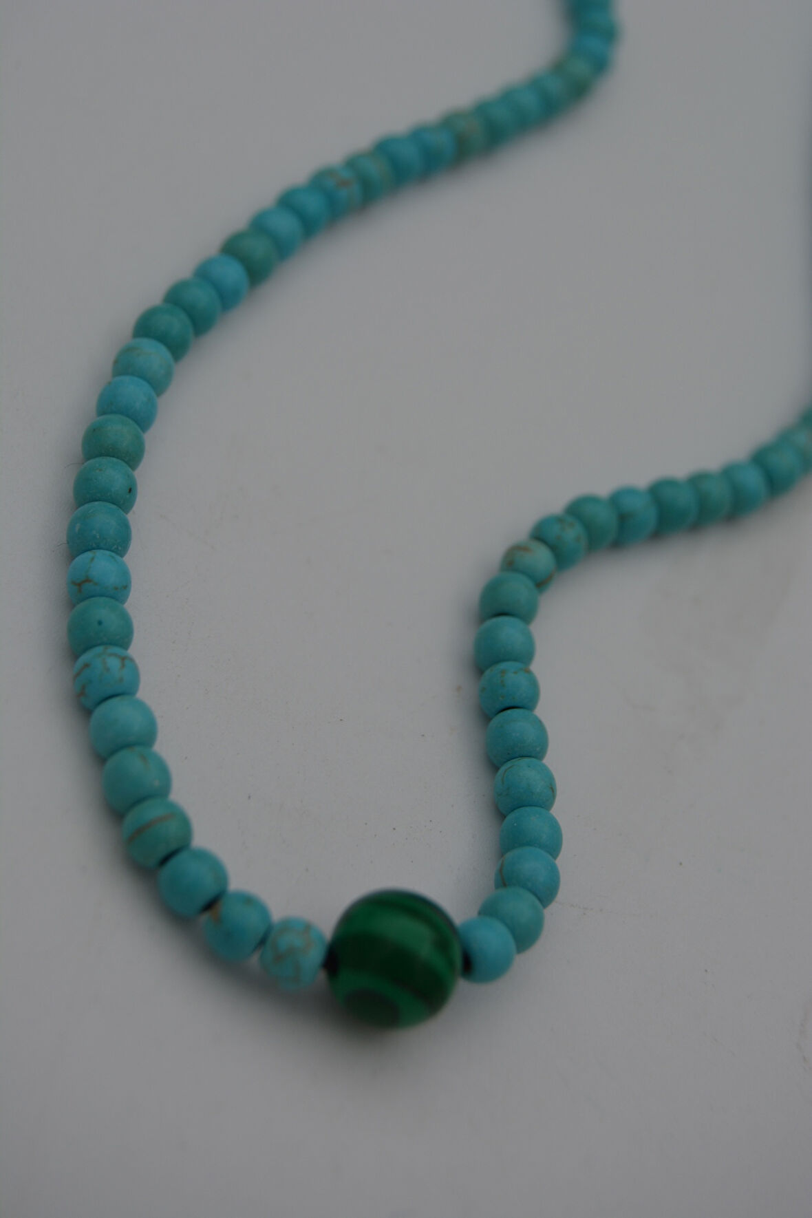 STONEAGE JEWELLERY Malahit ve Turkuaz Taşlı Metalsiz Kolye