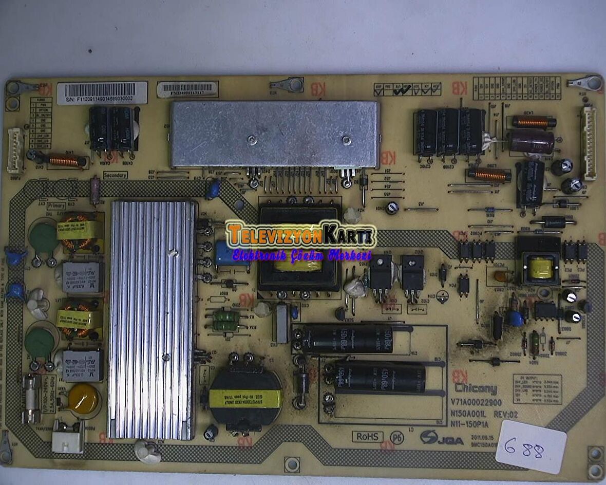 V71A00022900, N11-150P1A, N150A001L, REV:02, TOSHIBA 40TL933, Power Board, Besleme, LTA400HV0