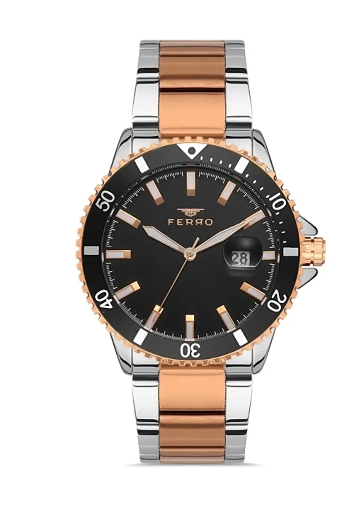 Rose ve Gümüş Çelik Kordon Erkek Kol Saati F11238A-E2