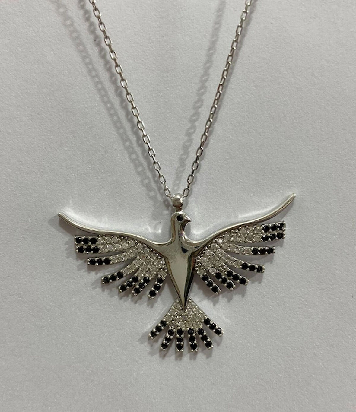 Zümrütü anka Kuşu Gümüş Şans Kolyesi