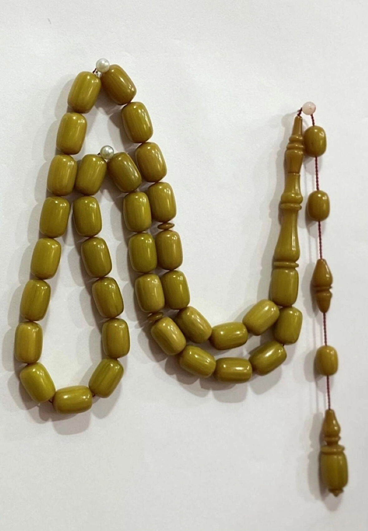 Sıkma Kehribar Zeytin Sarı Usta İşçilik Tespih