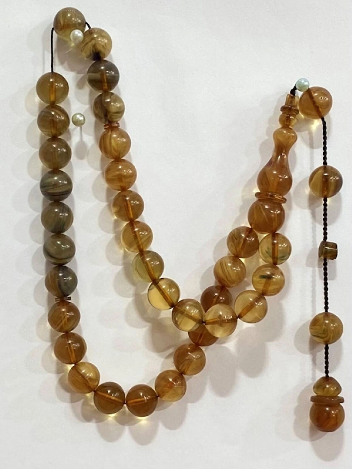 Ateş Kehriba Bal Rengi Yuvarlak Modeli Usta İşçilik Tespih