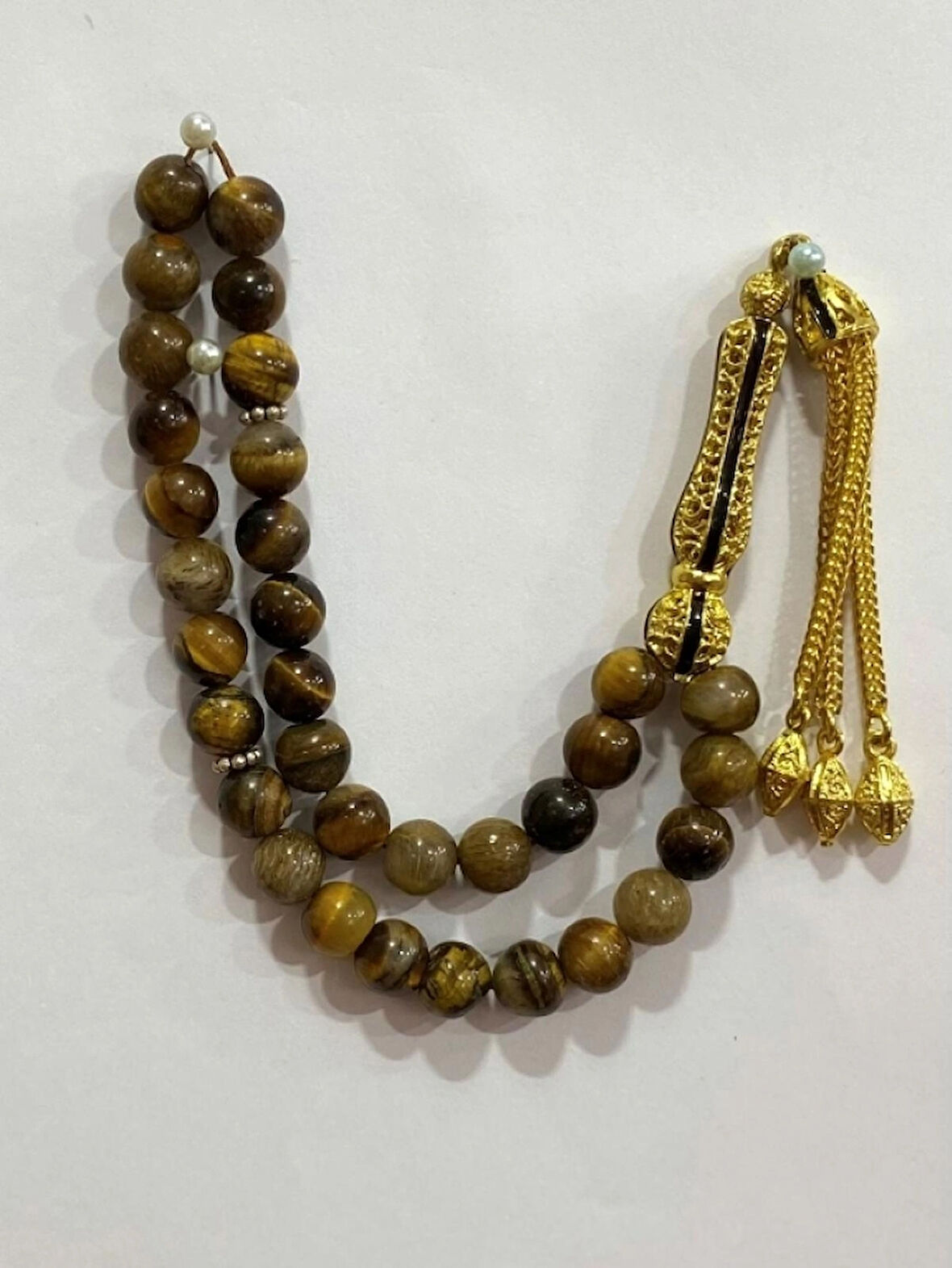 Doğal Taş Kaplan Gözü Yuvarlak Modeli Usta İşçilik Tespih