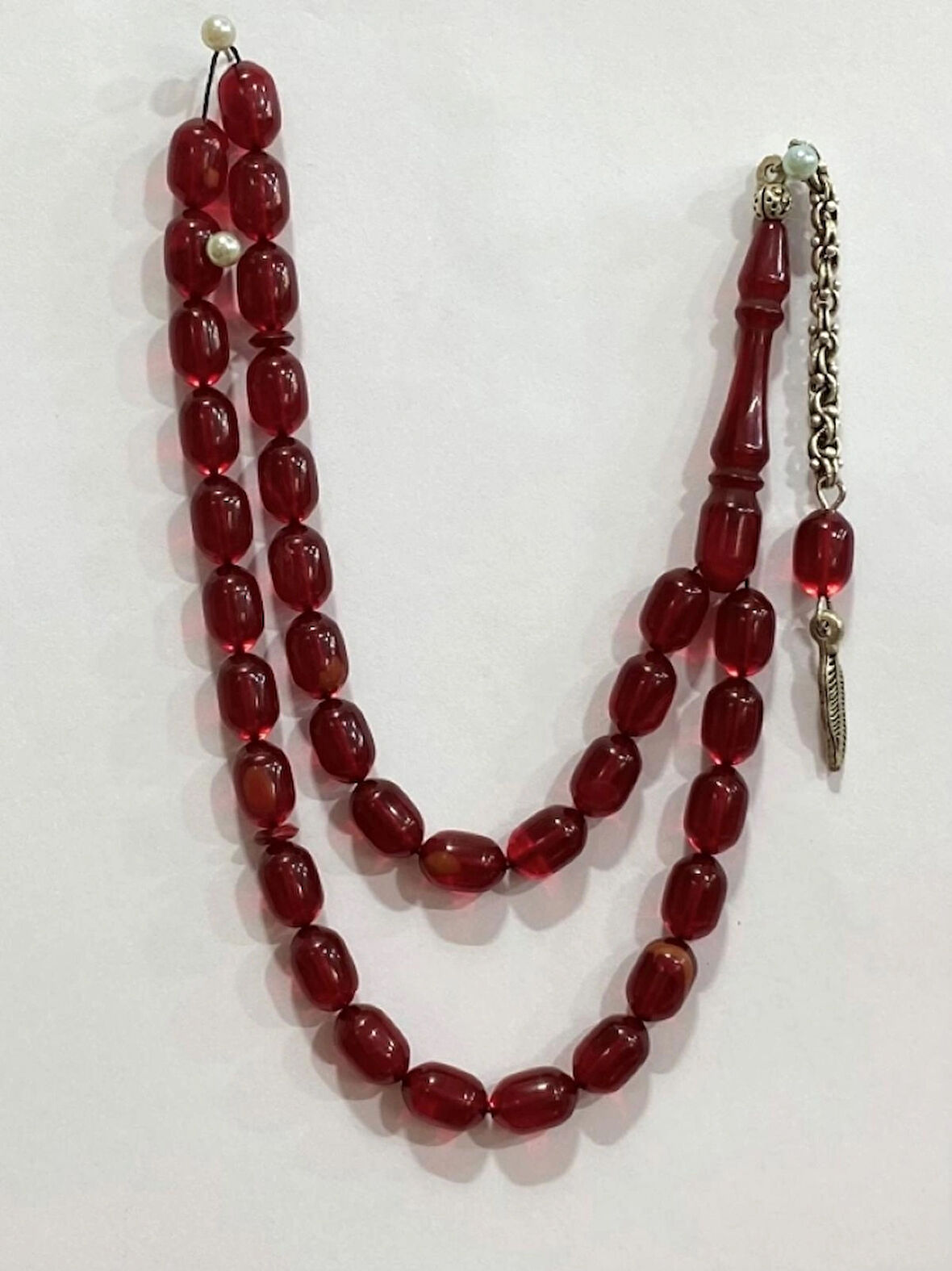 Ateş Kehribar Kırmızı Renk Beyzi Modeli Tespih