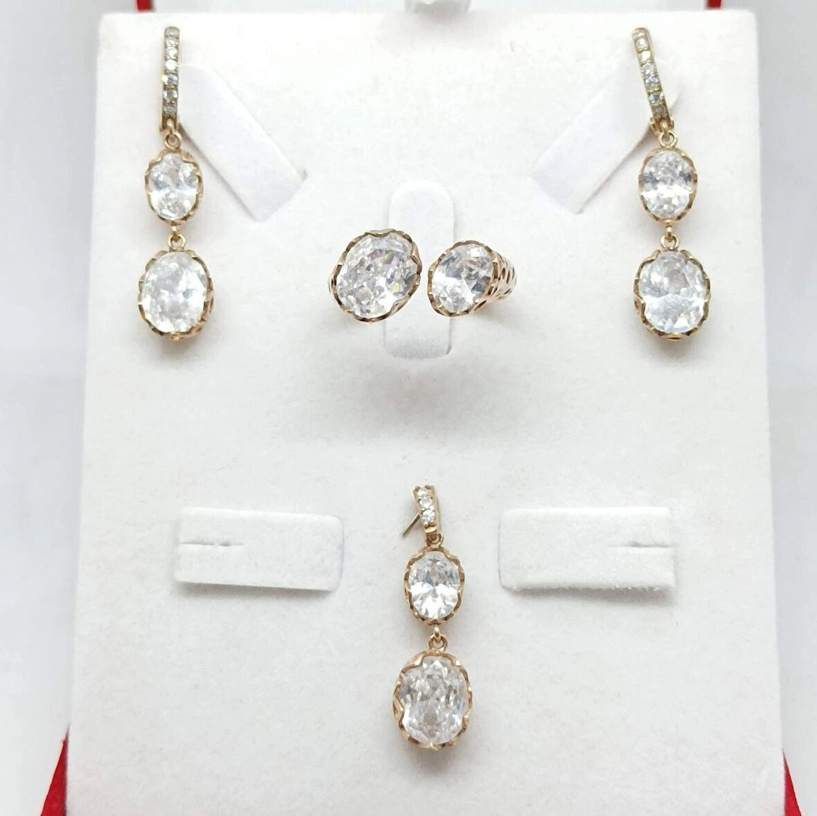 Oval 3 Salkım Üçlü Gümüş Set & Takım