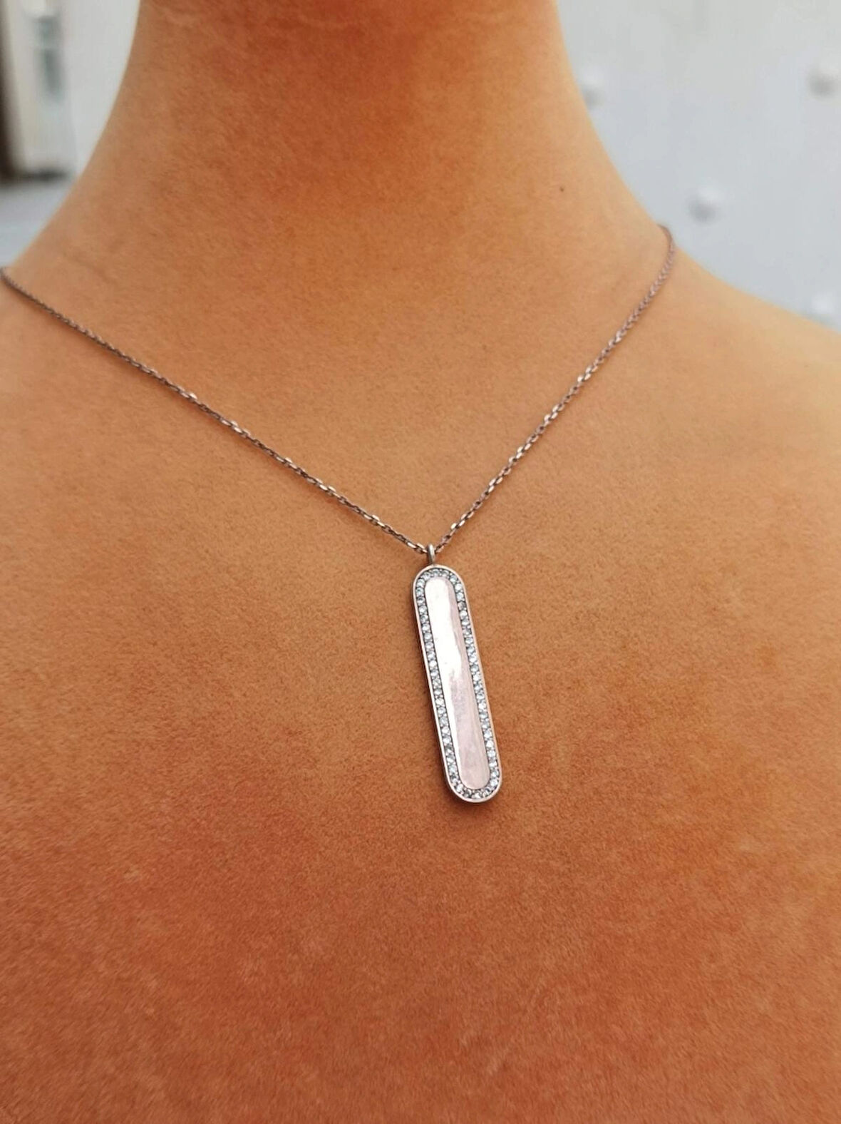 Isim Yazılacak Plaket Gümüş Kolye