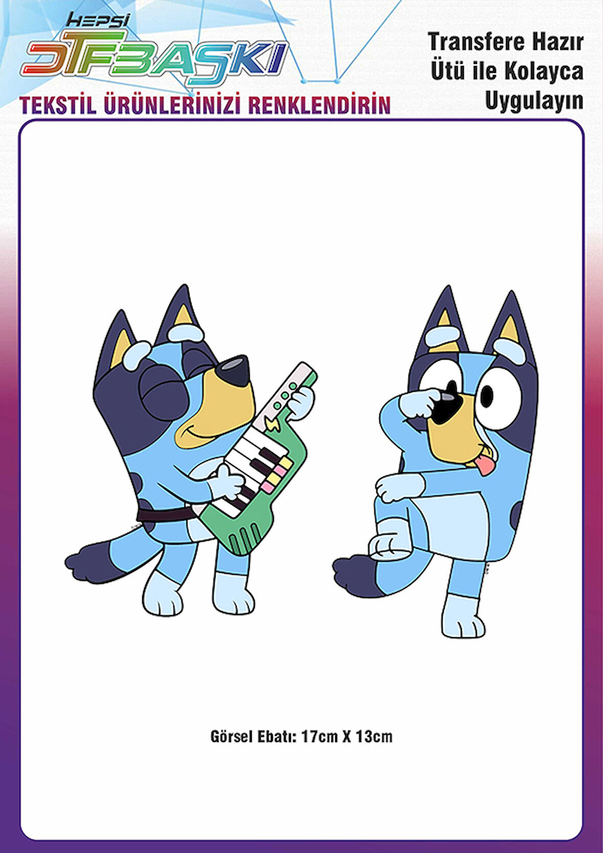 Bluey Ütü ile Yapışan Tekstil DTF Baskı
