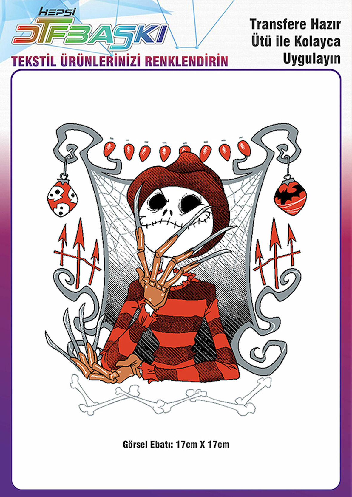 Freddy ve Halloween Ütü ile Yapışan Tekstil DTF Baskı