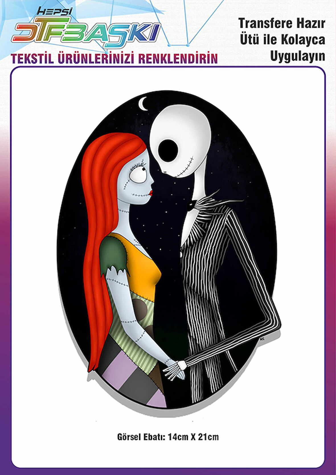 Ölü Gelin Corpse Bride Ütü ile Yapışan Tekstil DTF Baskı