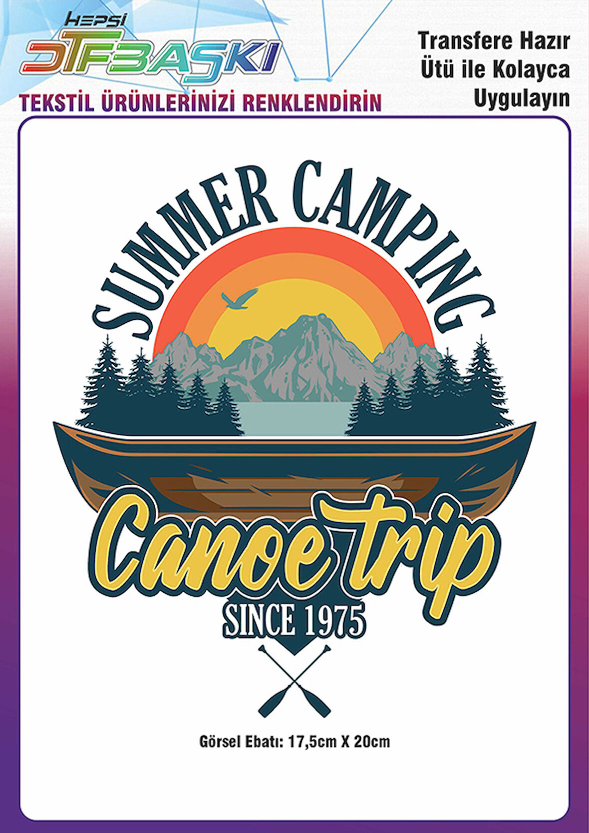 Summer Camping Ütü ile Yapışan Tekstil DTF Baskı
