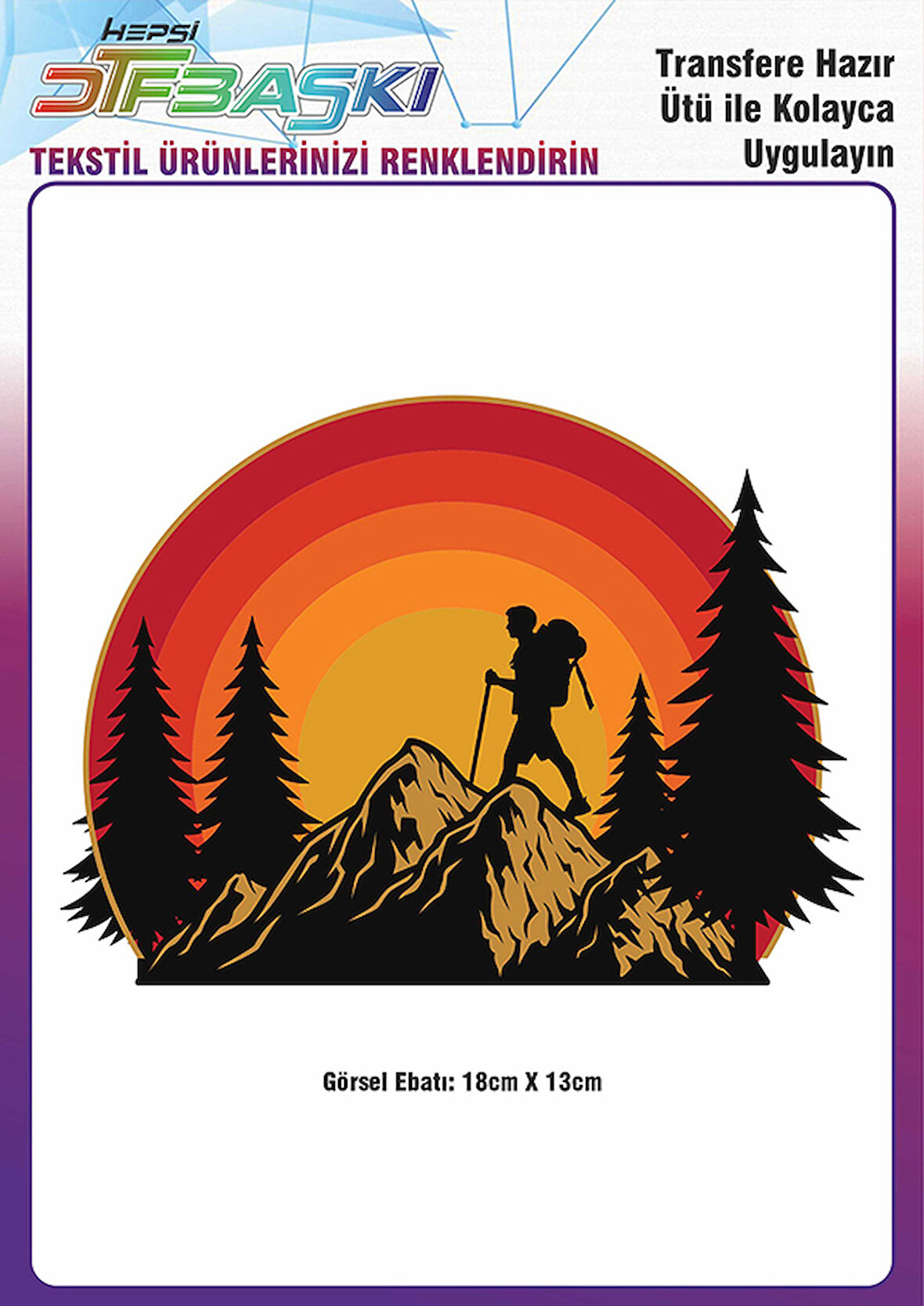 Trekking Outdoor Ütü ile Yapışan Tekstil DTF Baskı