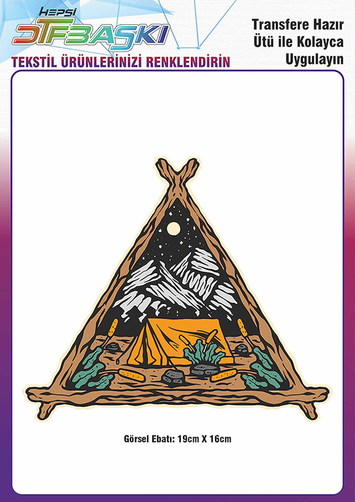 Kamp Outdoor Ütü ile Yapışan Tekstil DTF Baskı