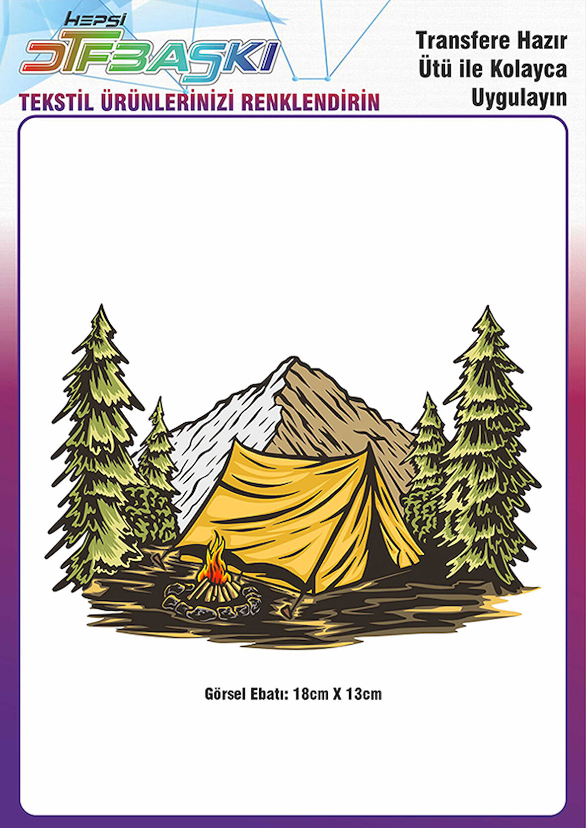 Kamp Ateşi Outdoor Ütü ile Yapışan Tekstil DTF Baskı