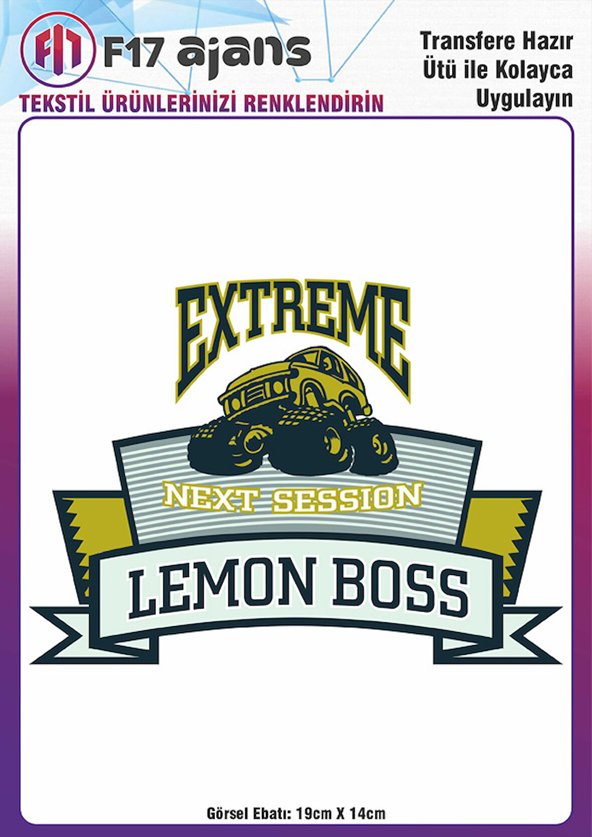 Ütü Ile Yapışan Tekstil Dtf Baskı Görseli Extreme Lemon Boss