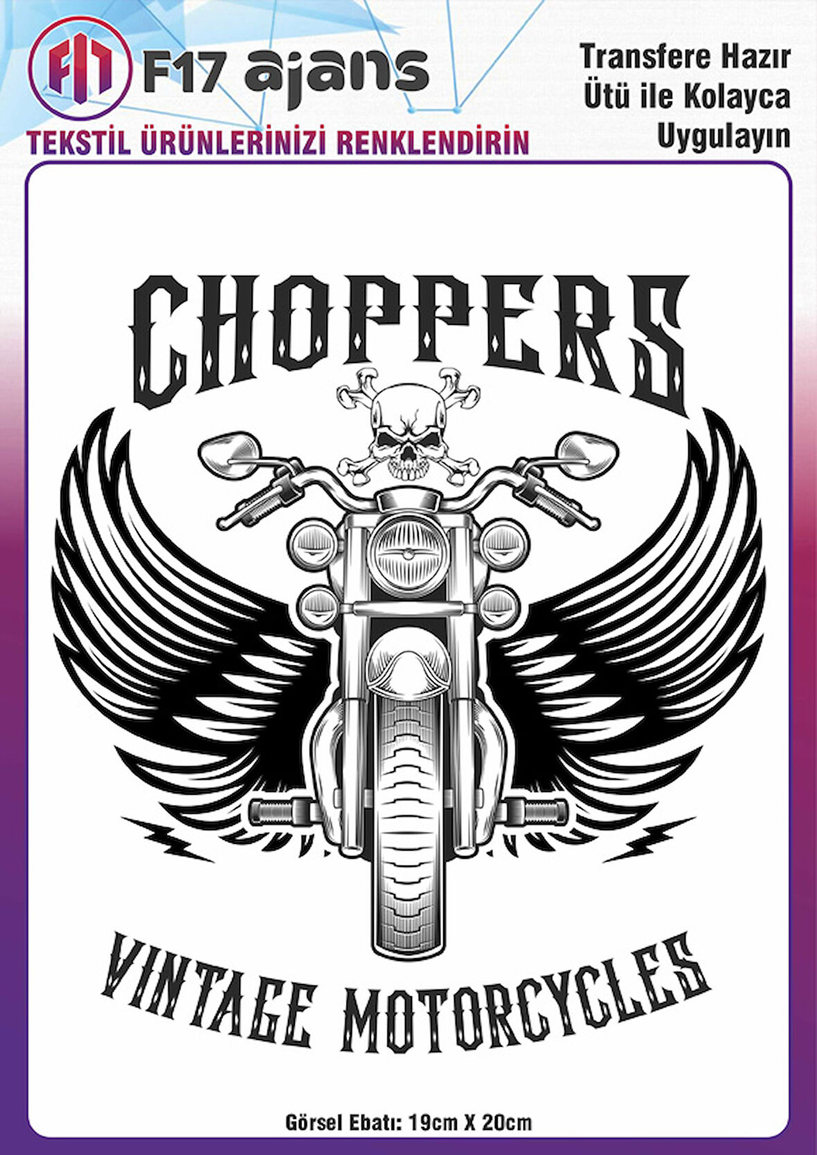 Ütü Ile Yapışan Tekstil Dtf Baskı Görseli Choppers