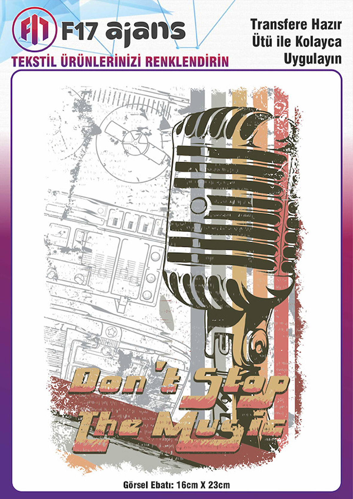 Ütü Ile Yapışan Tekstil Dtf Baskı Görseli Don't Stop The Music