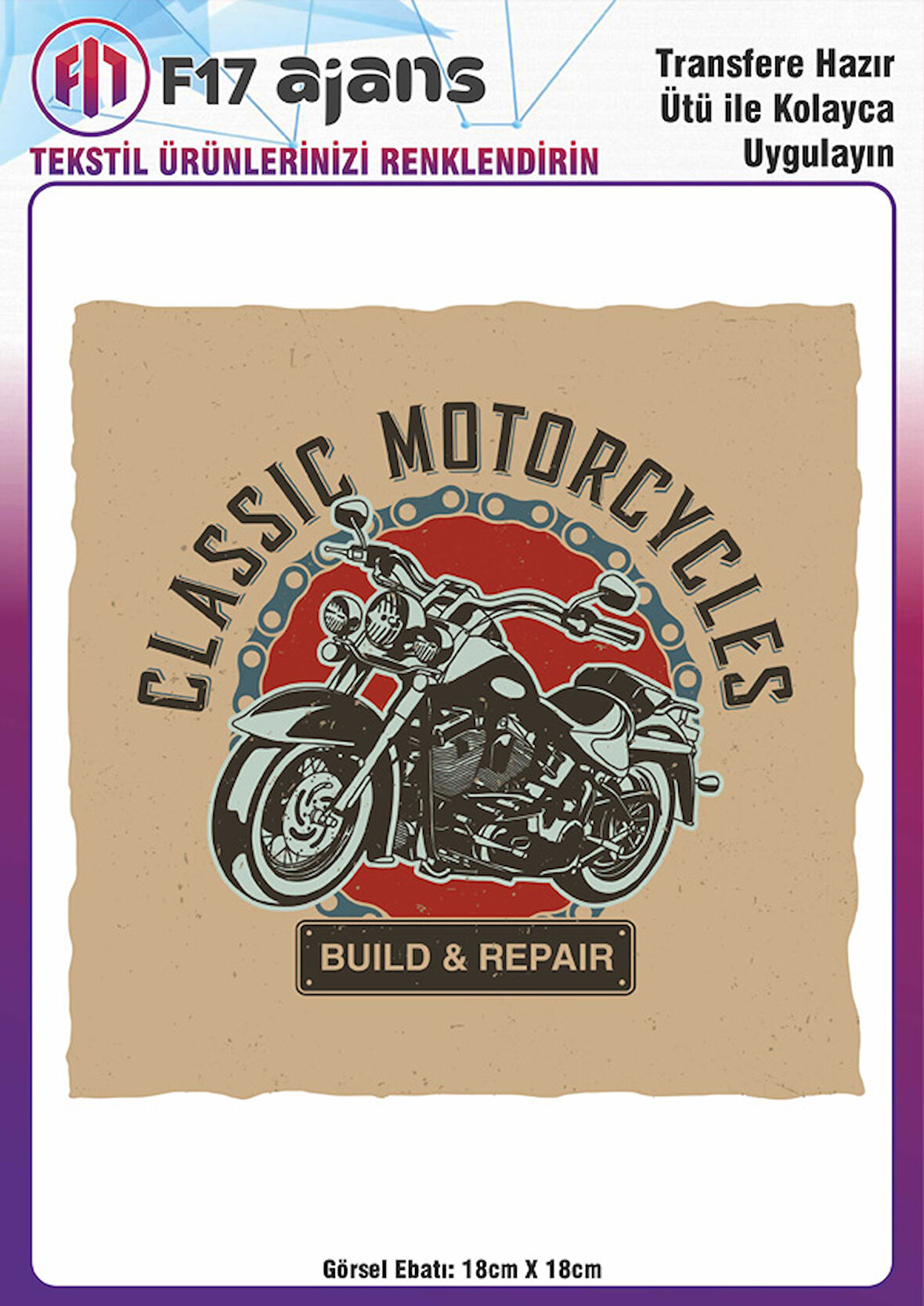 Ütü Ile Yapışan Tekstil Dtf Baskı Görseli Classic Motorcycles