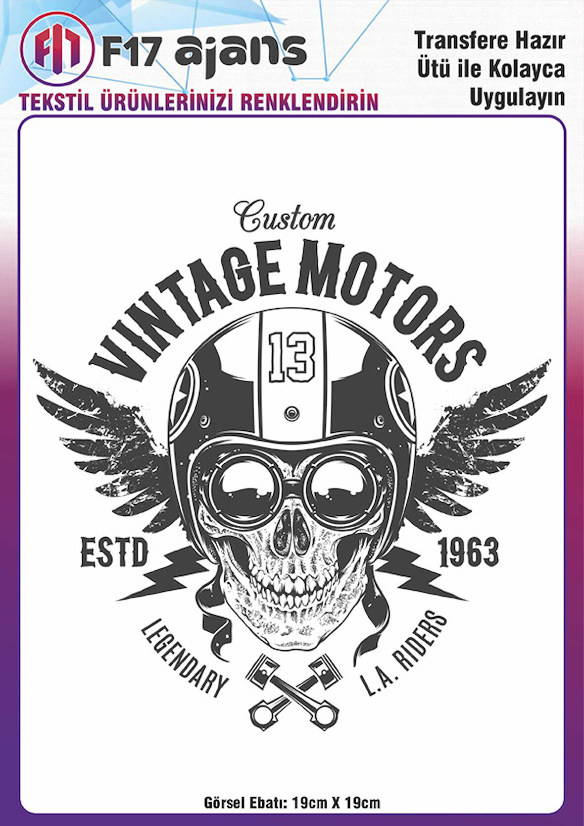 Ütü Ile Yapışan Tekstil Dtf Baskı Görseli Custom Vintage Motors