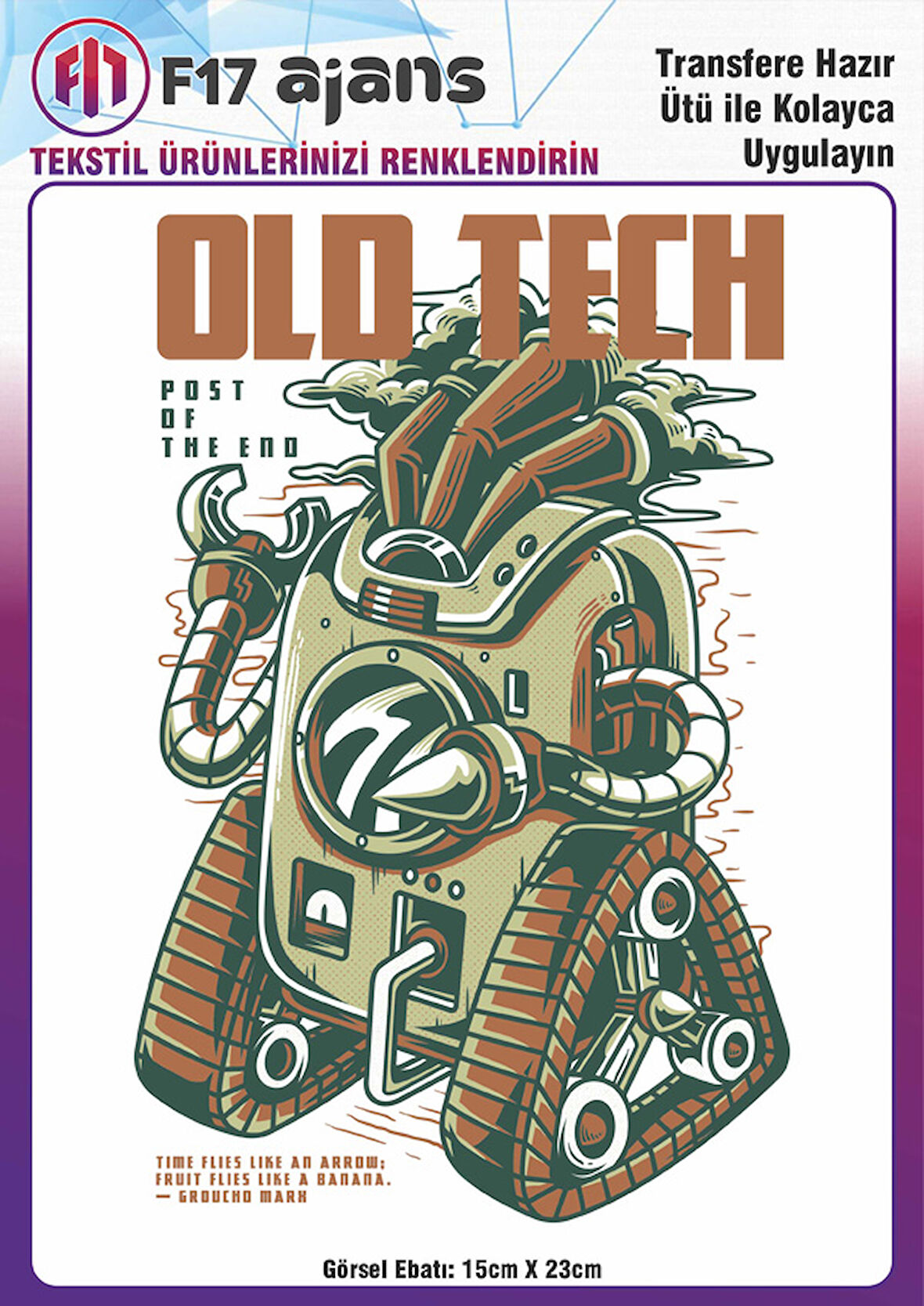 Ütü Ile Yapışan Tekstil Dtf Baskı Görseli Old Tech