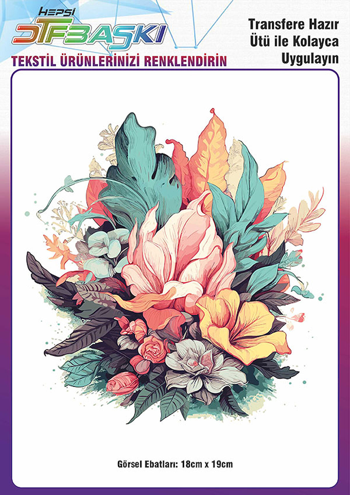 Ütü ile Yapışan Tişört Tekstil Dtf Transfer Baskı