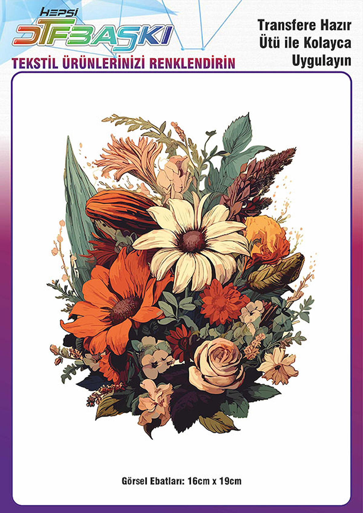 Ütü ile Yapışan Tişört Tekstil Dtf Transfer Baskı