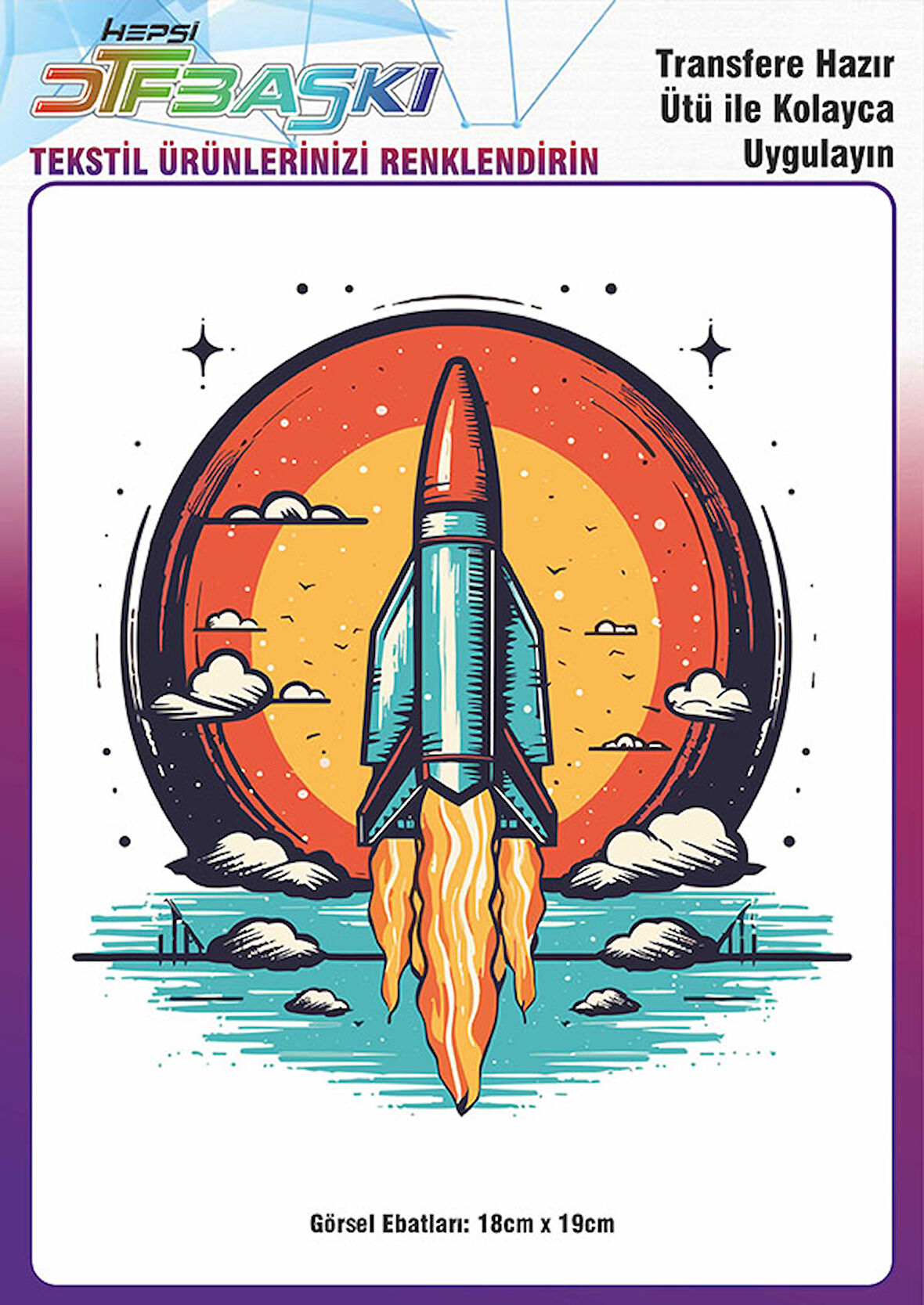 Ütü ile Yapışan Tişört Tekstil Dtf Transfer Baskı