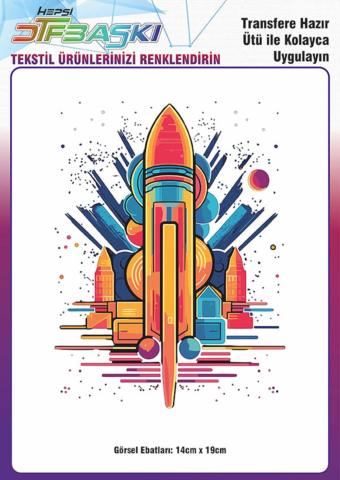 Ütü ile Yapışan Tişört Tekstil Dtf Transfer Baskı