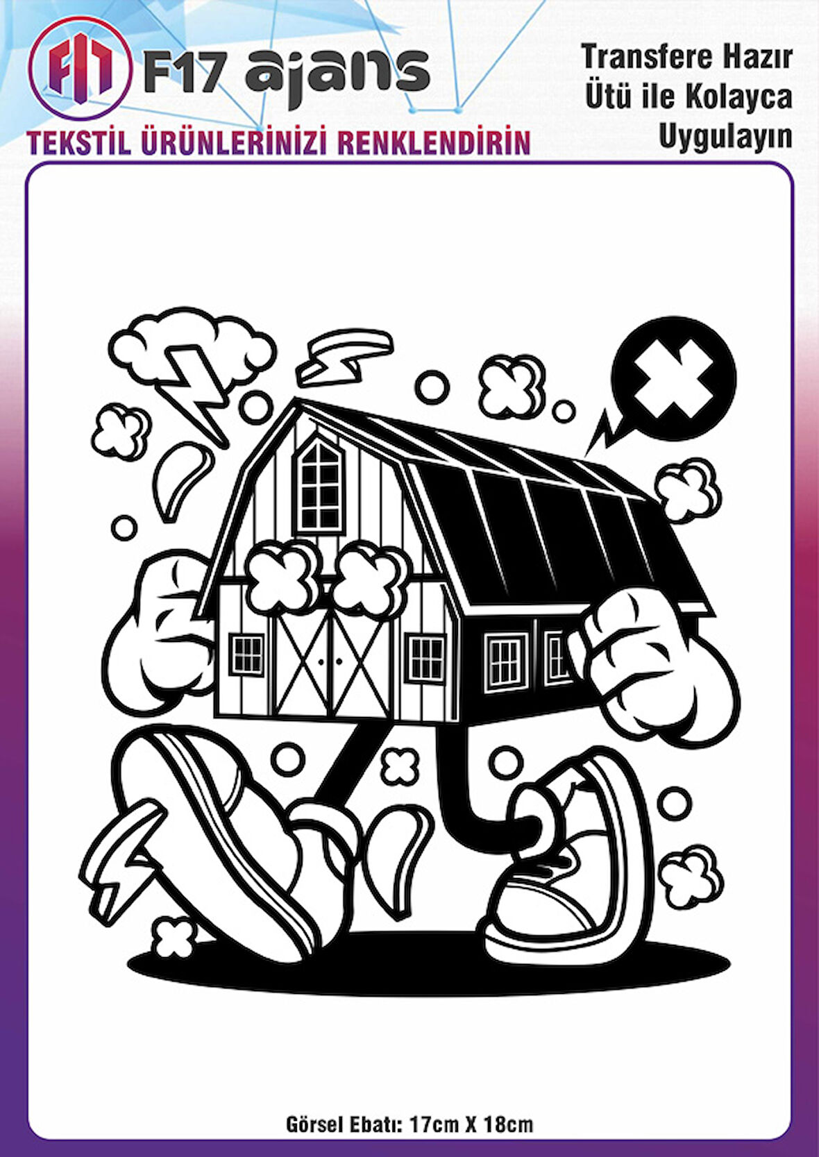 Ütü Ile Yapışan Tekstil Dtf Baskı Görseli Yürüyen Ev