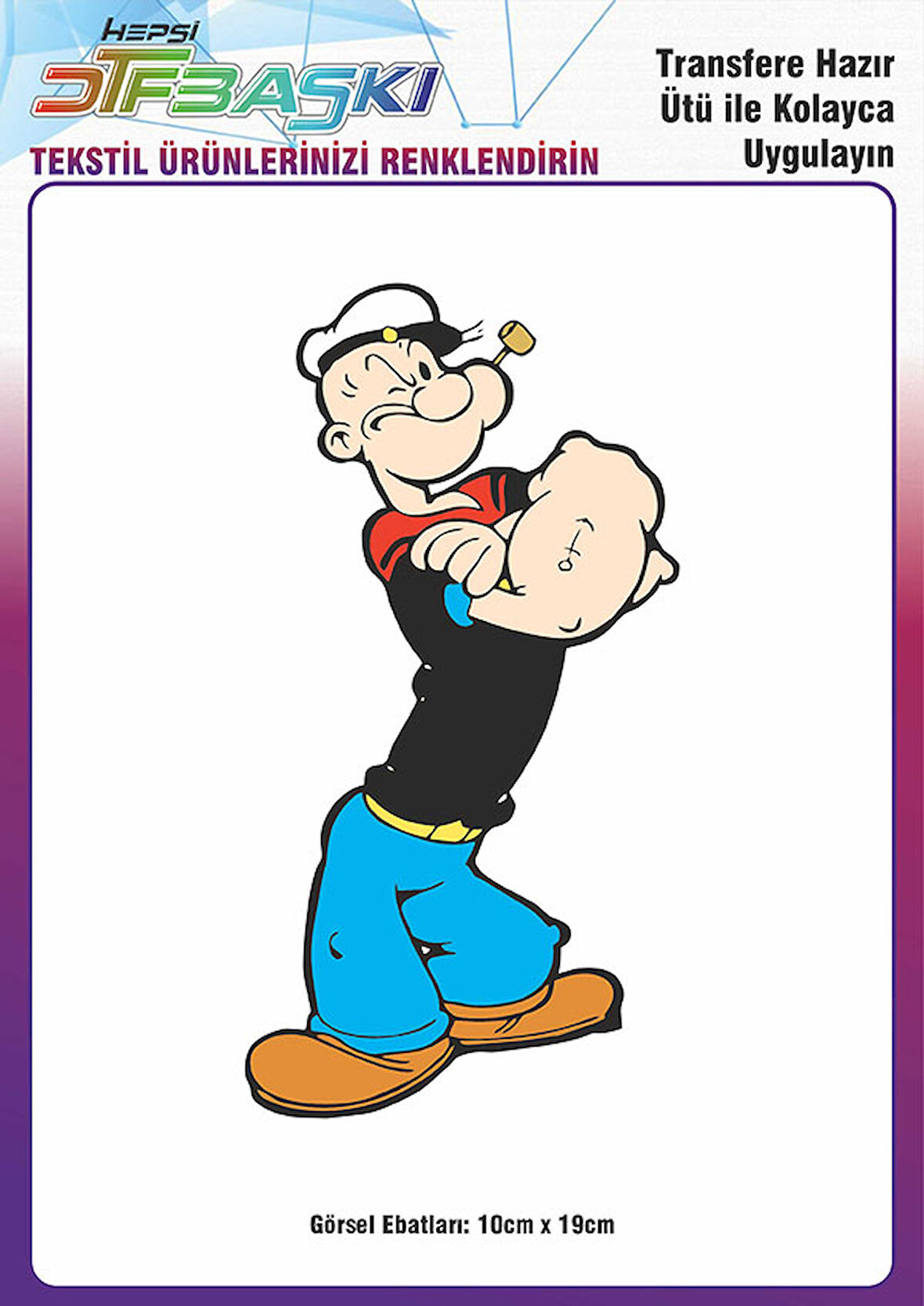 Çizgi Film Karakter Ütü ile Yapışan Tişört Tekstil Dtf Transfer Baskı