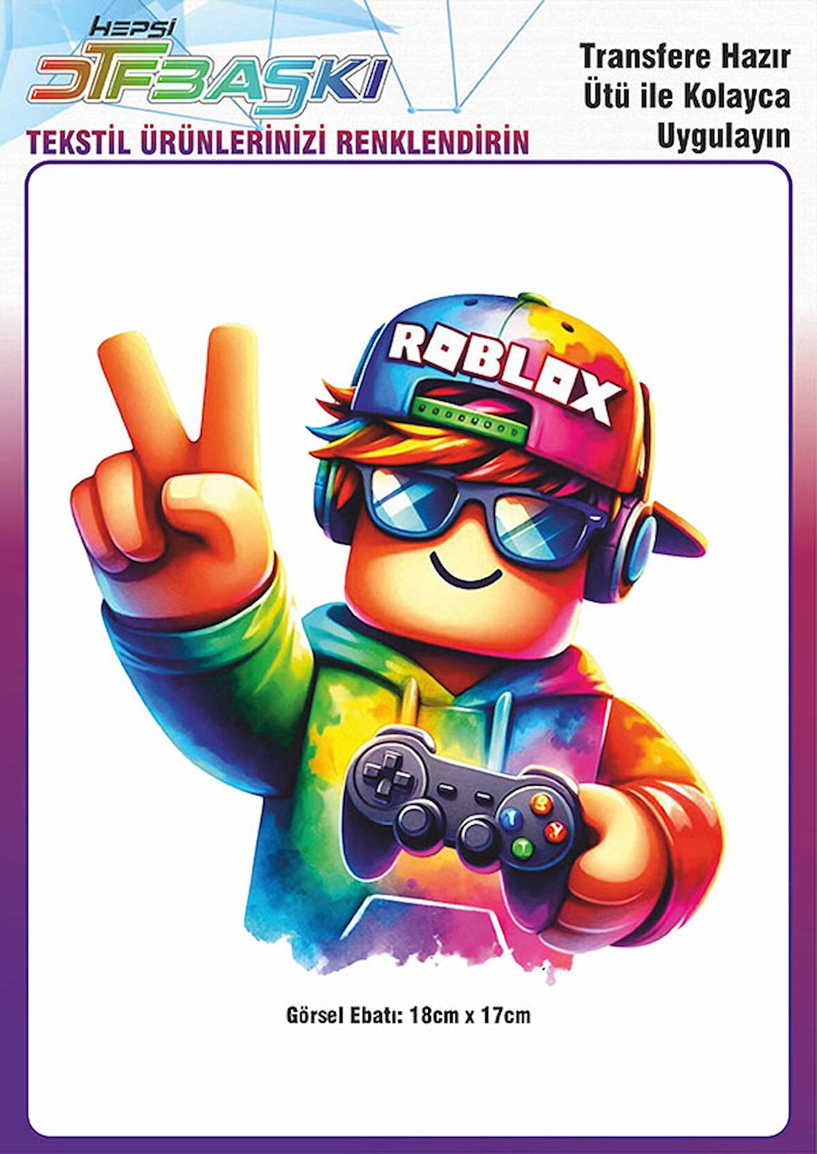 Roblox Ütü ile Yapışan Tişört Tekstil Transfer Dtf Baskı