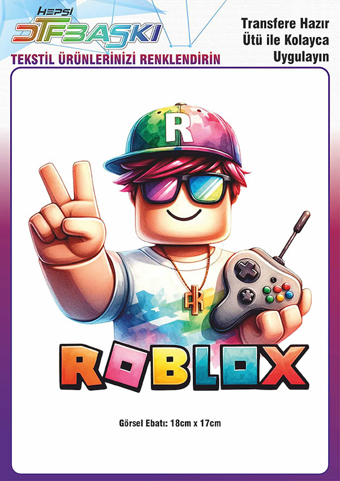 Roblox Ütü ile Yapışan Tişört Tekstil Transfer Dtf Baskı