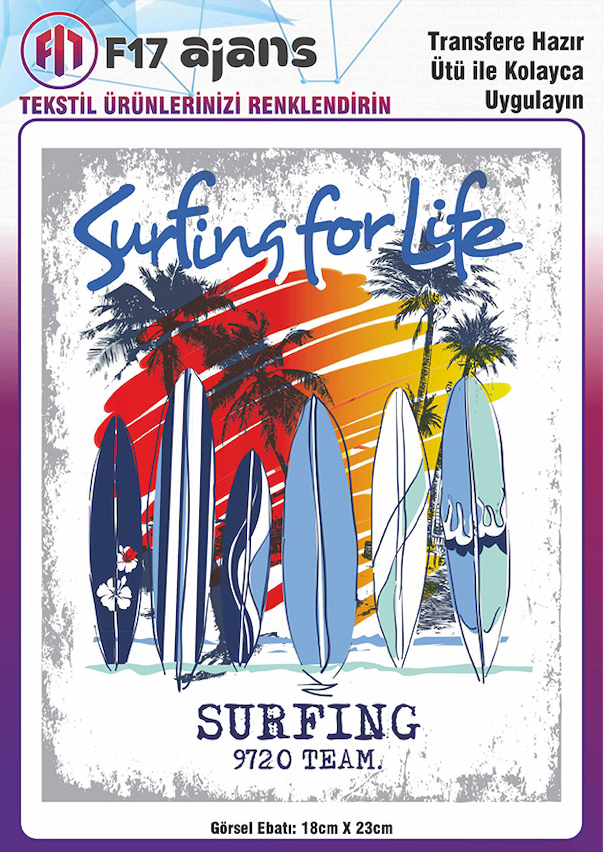 Ütü Ile Yapışan Tekstil Dtf Baskı Görseli Surfing For Life