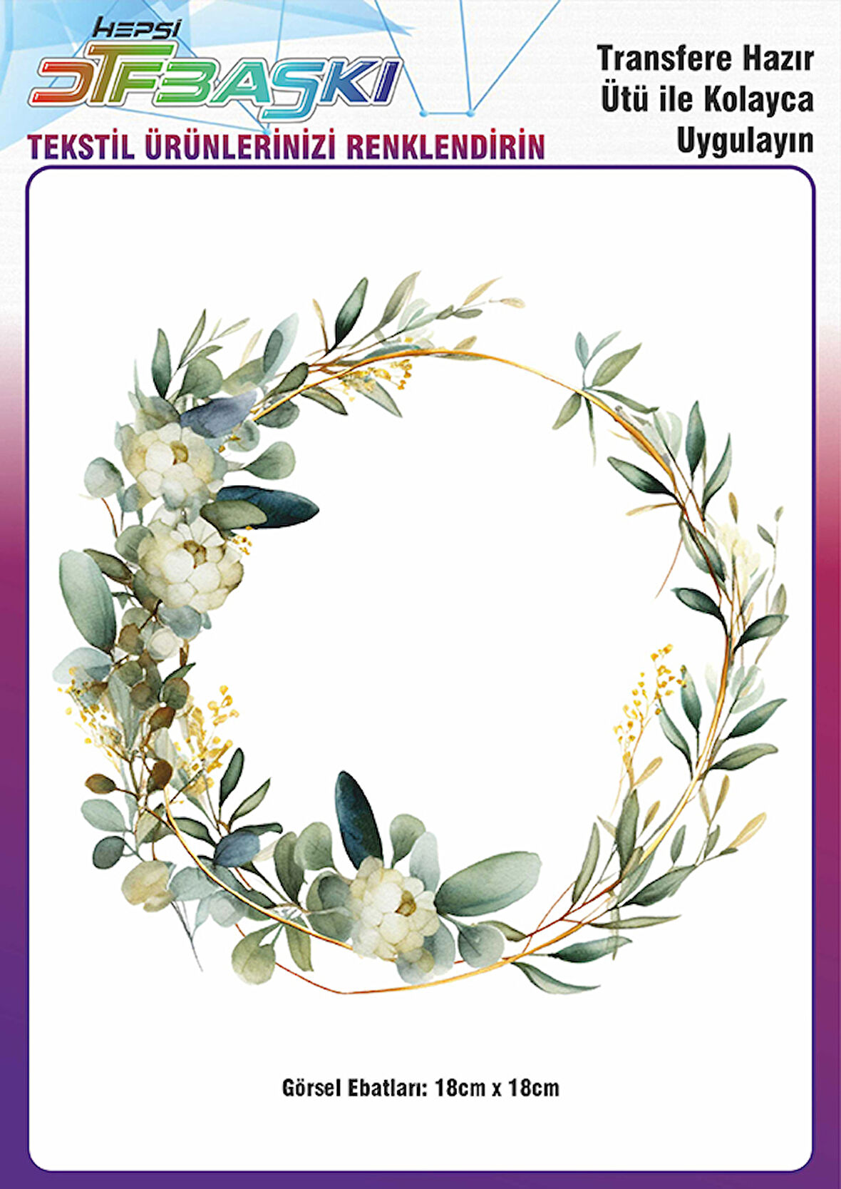 Ütü ile Yapışan Supla Tekstil Transfer Dtf Baskı