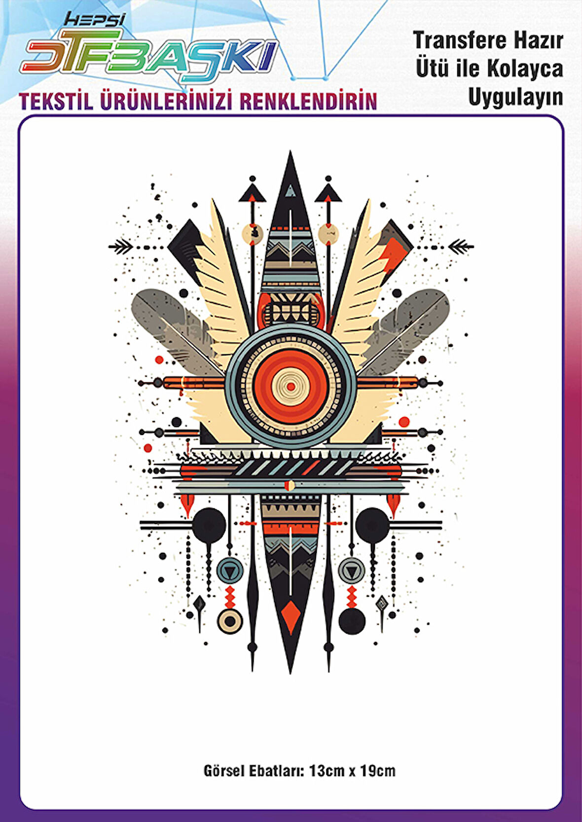 Ütü ile Yapışan Vintage Bohemian Tekstil Dtf Baskı