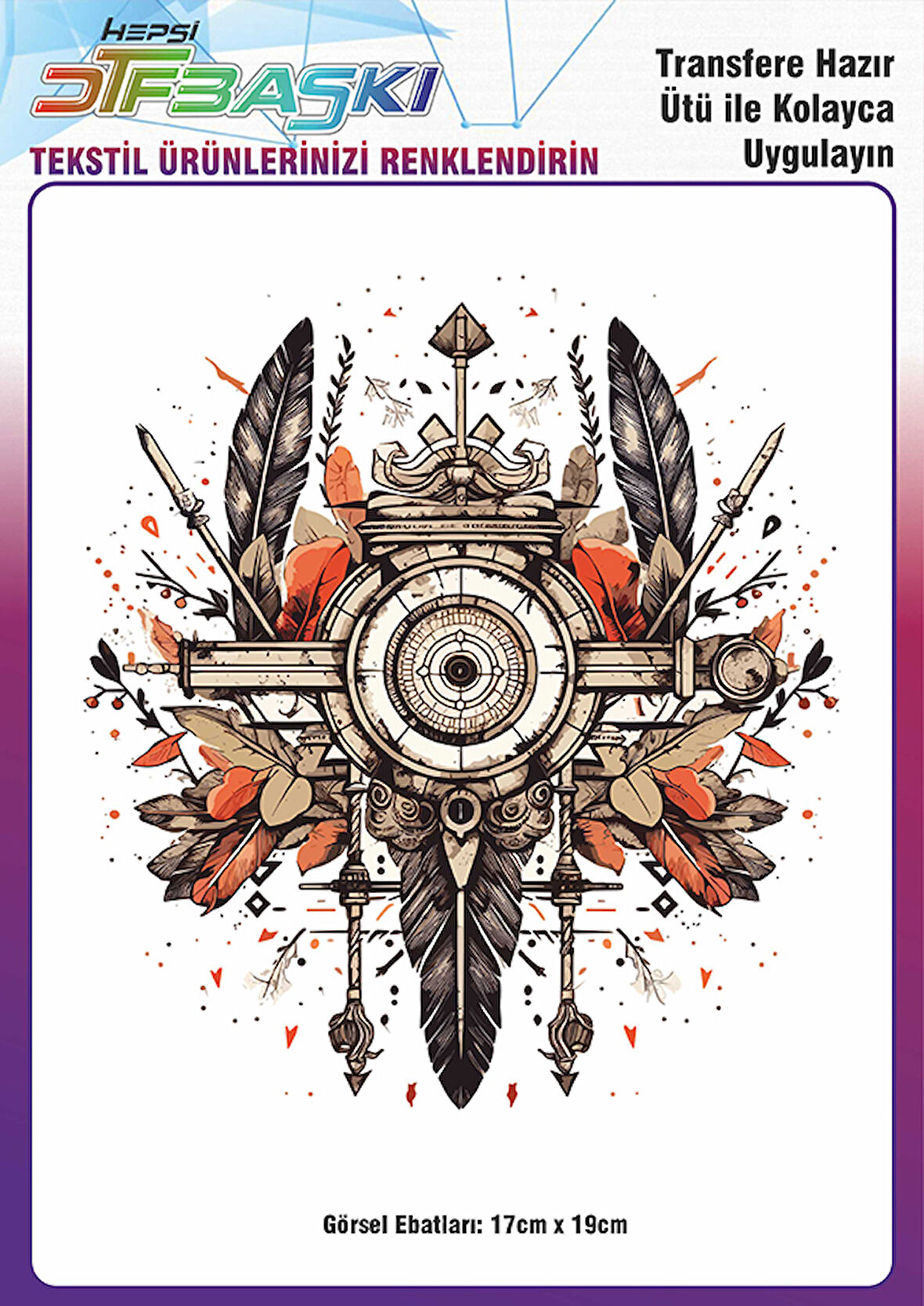 Ütü ile Yapışan Vintage Bohemian Tekstil Dtf Baskı