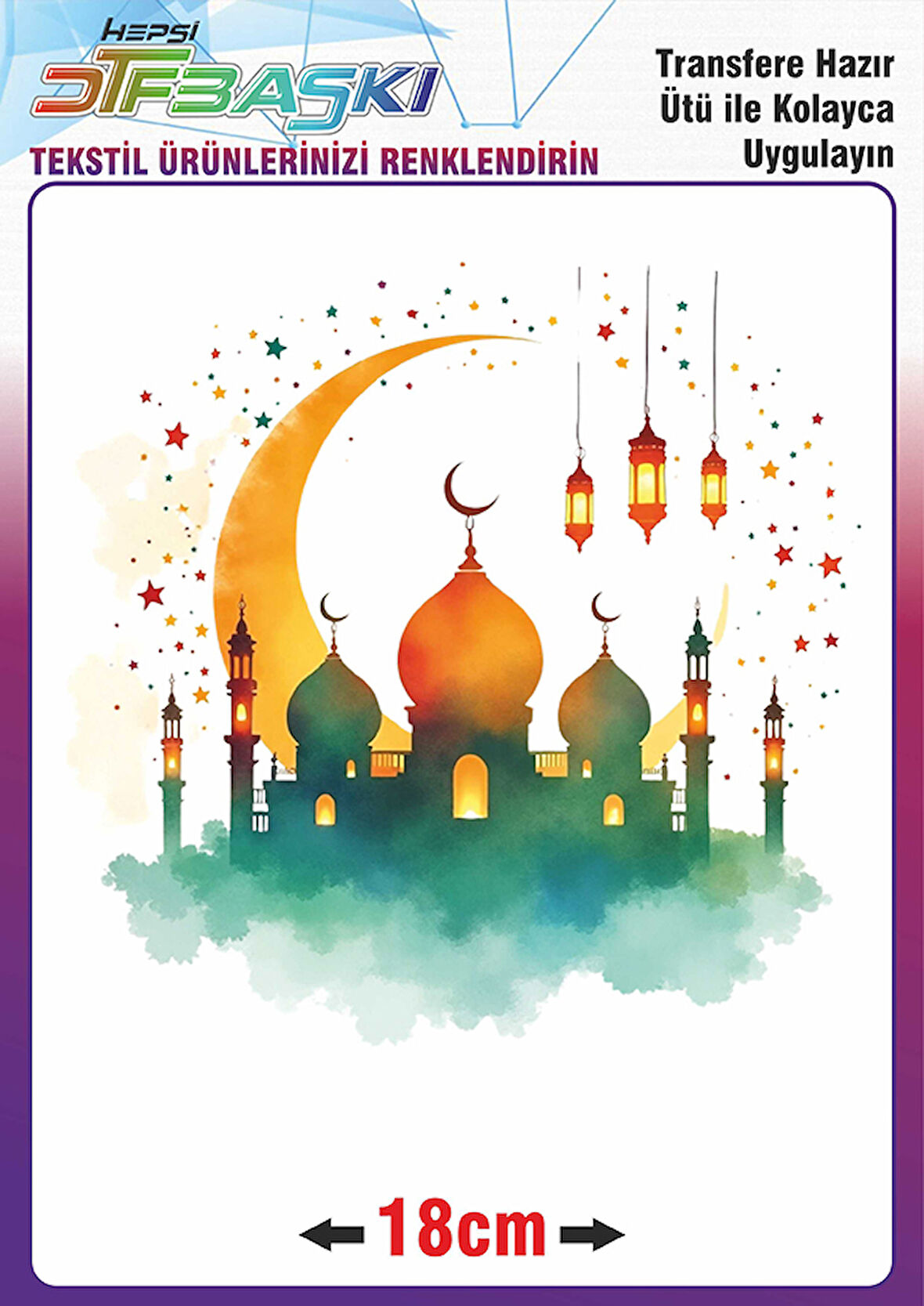 Ramazan ve İslam Ütü ile Yapışan Tekstil Transfer Baskı