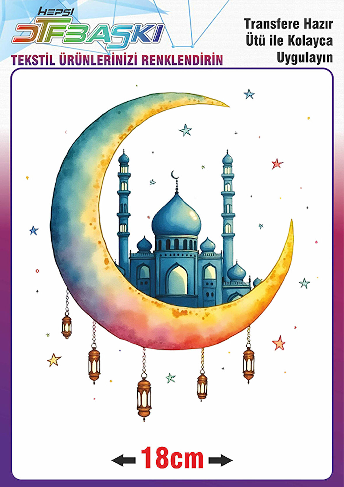 Ramazan ve İslam Ütü ile Yapışan Tekstil Transfer Baskı