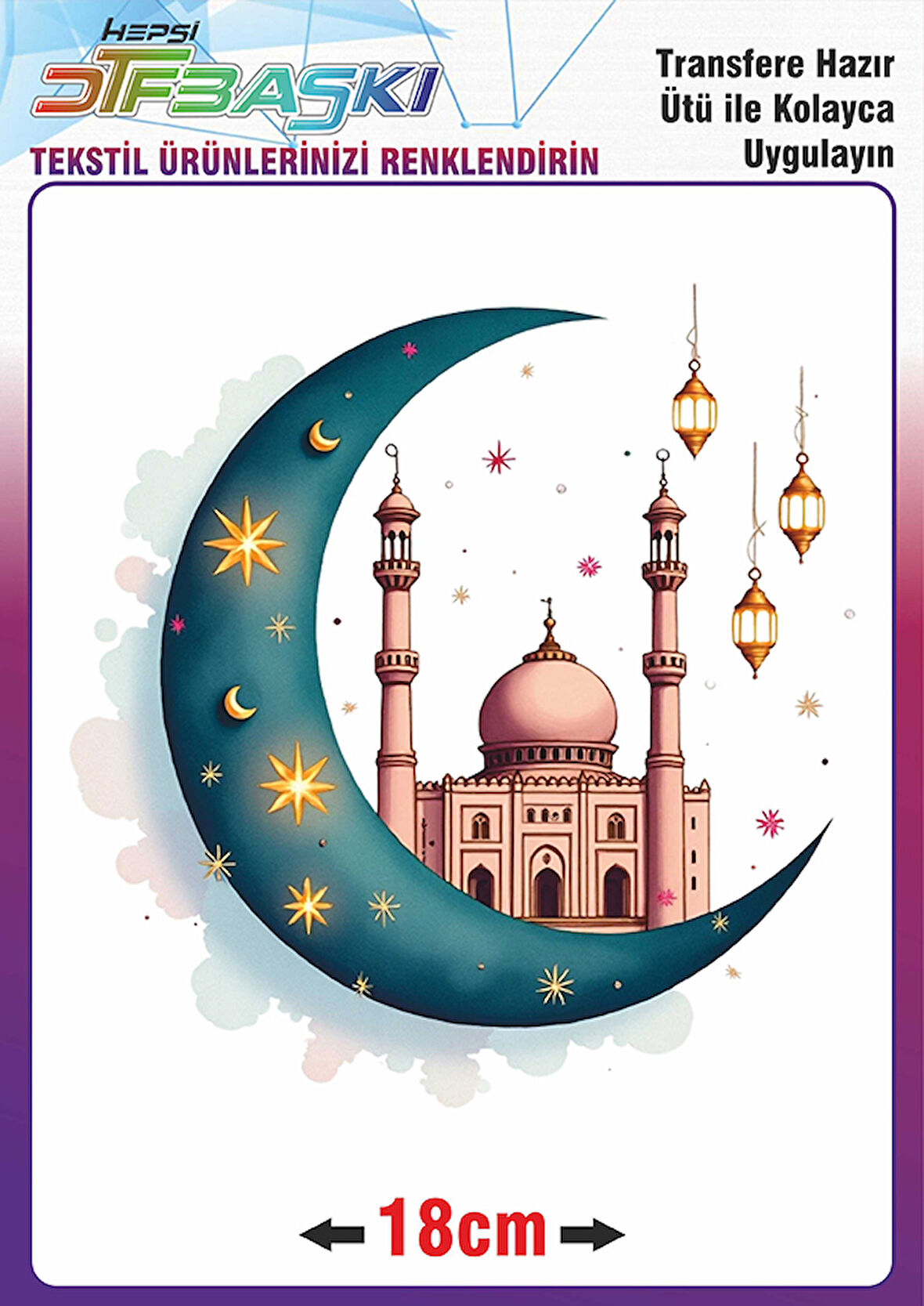 Ramazan ve İslam Ütü ile Yapışan Tekstil Transfer Baskı