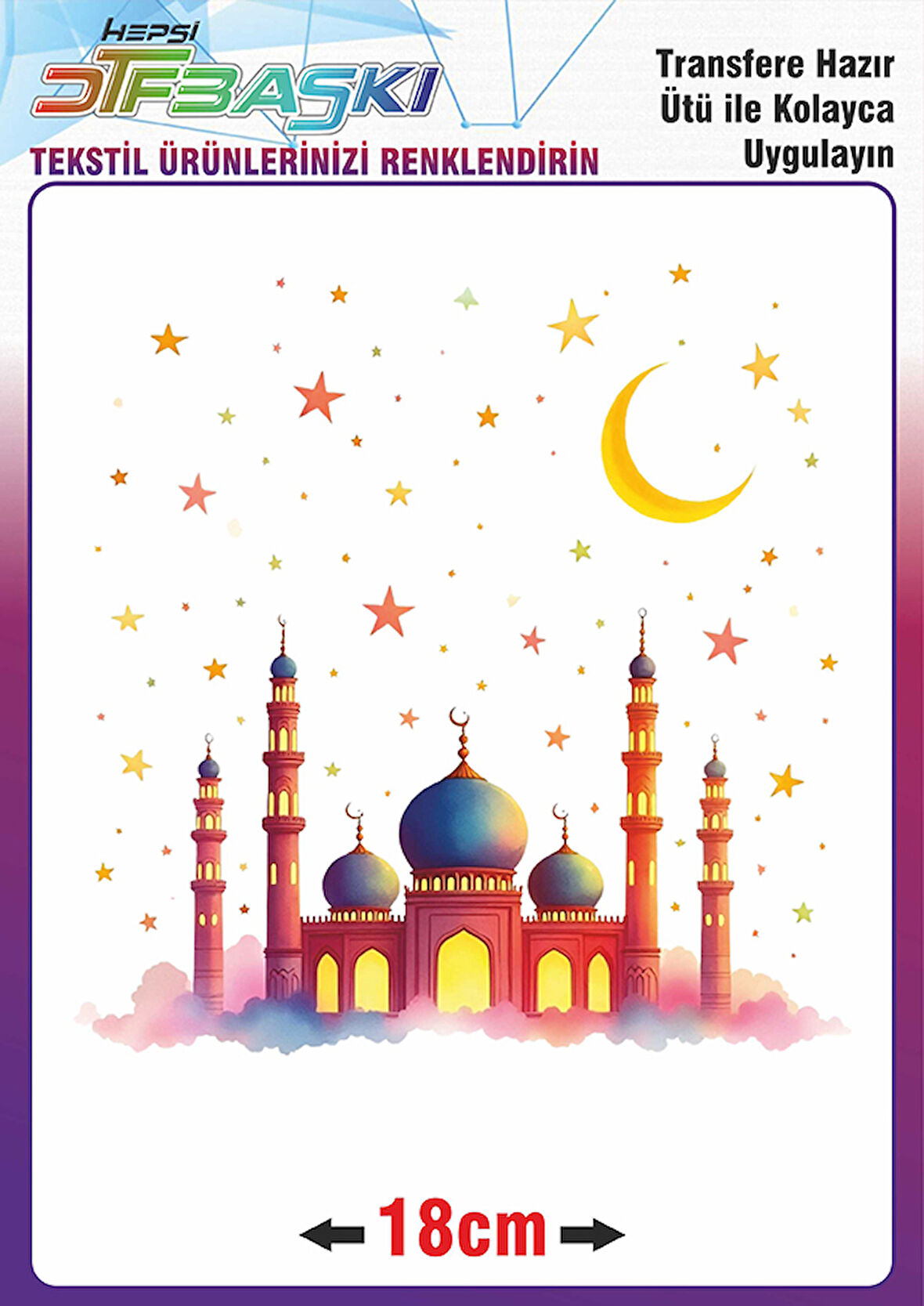 Ramazan ve İslam Ütü ile Yapışan Tekstil Transfer Baskı