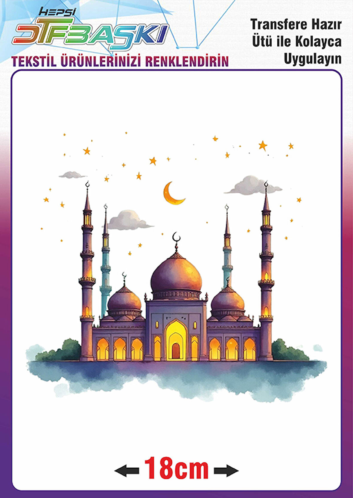 Ramazan ve İslam Ütü ile Yapışan Tekstil Transfer Baskı