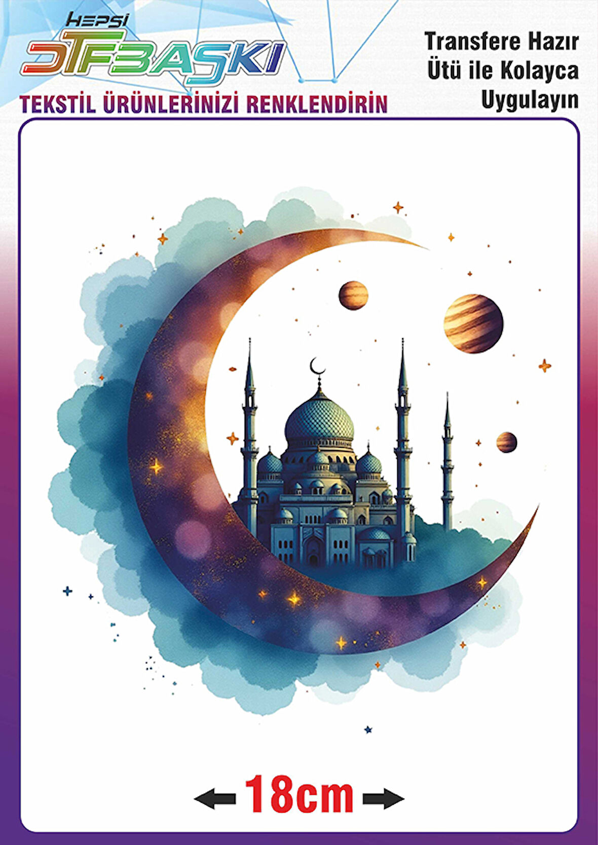 Ramazan ve İslam Ütü ile Yapışan Tekstil Transfer Baskı