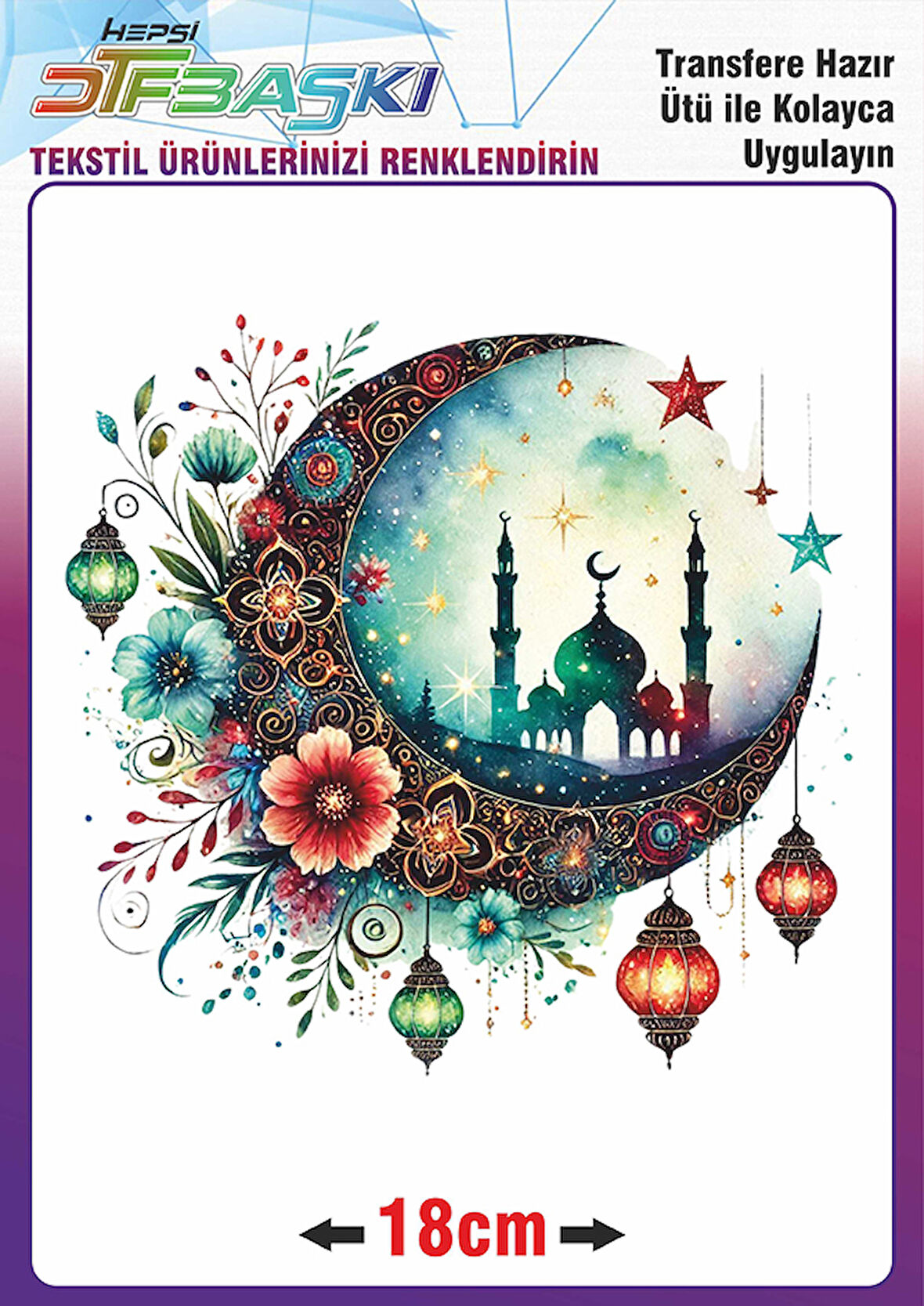 Ramazan ve İslam Ütü ile Yapışan Tekstil Transfer Baskı