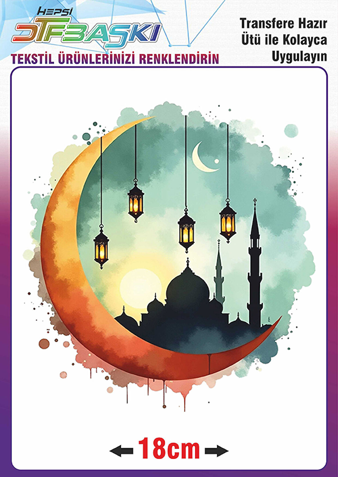 Ramazan ve İslam Ütü ile Yapışan Tekstil Transfer Baskı