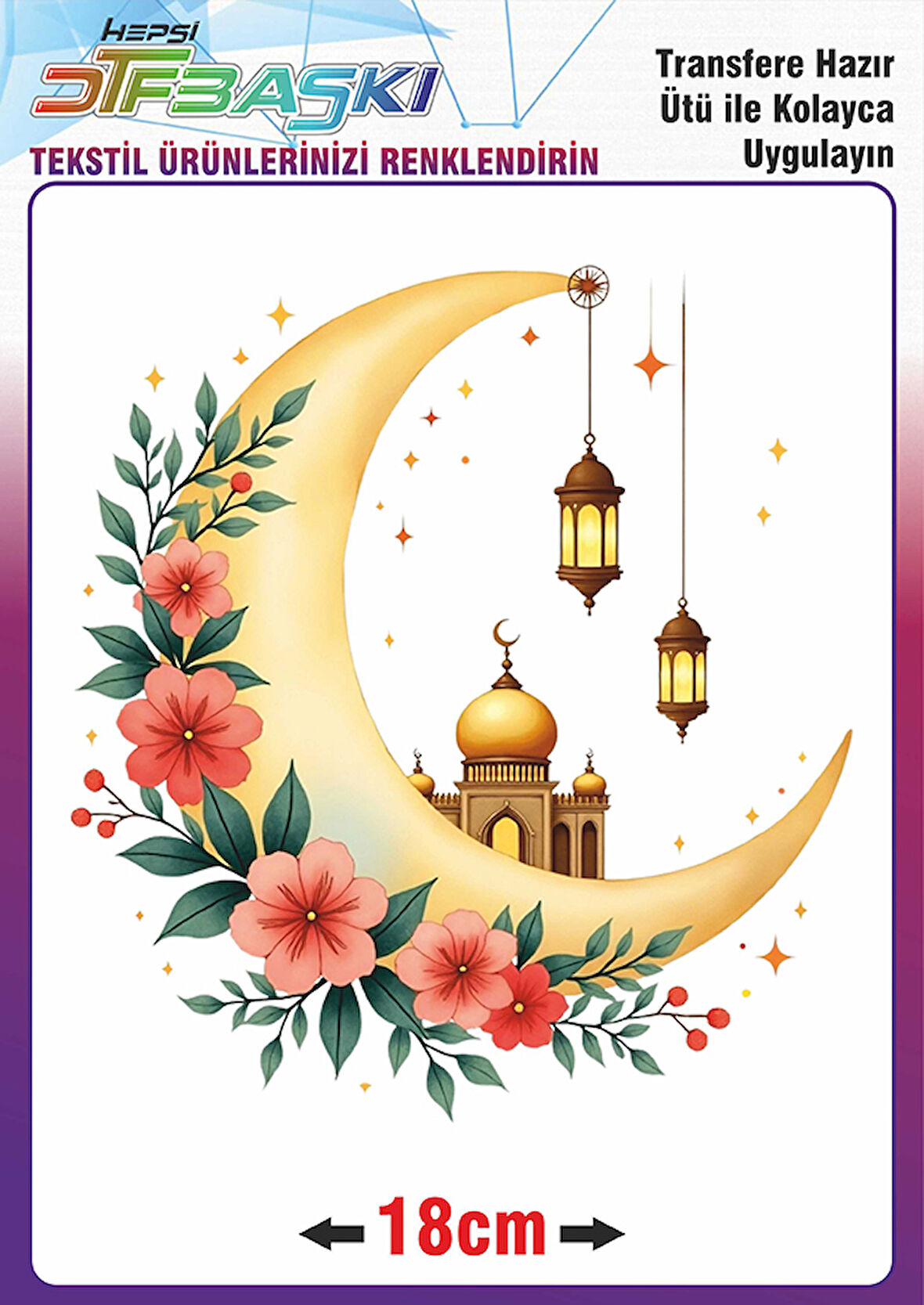 Ramazan ve İslam Ütü ile Yapışan Tekstil Transfer Baskı