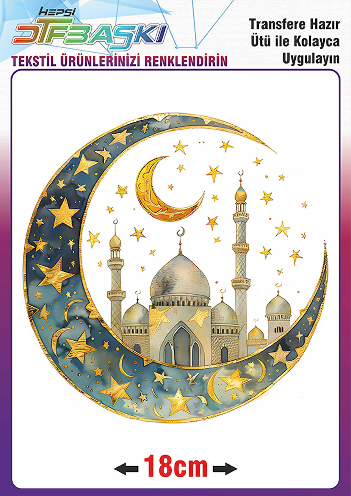 Ramazan ve İslam Ütü ile Yapışan Tekstil Transfer Baskı