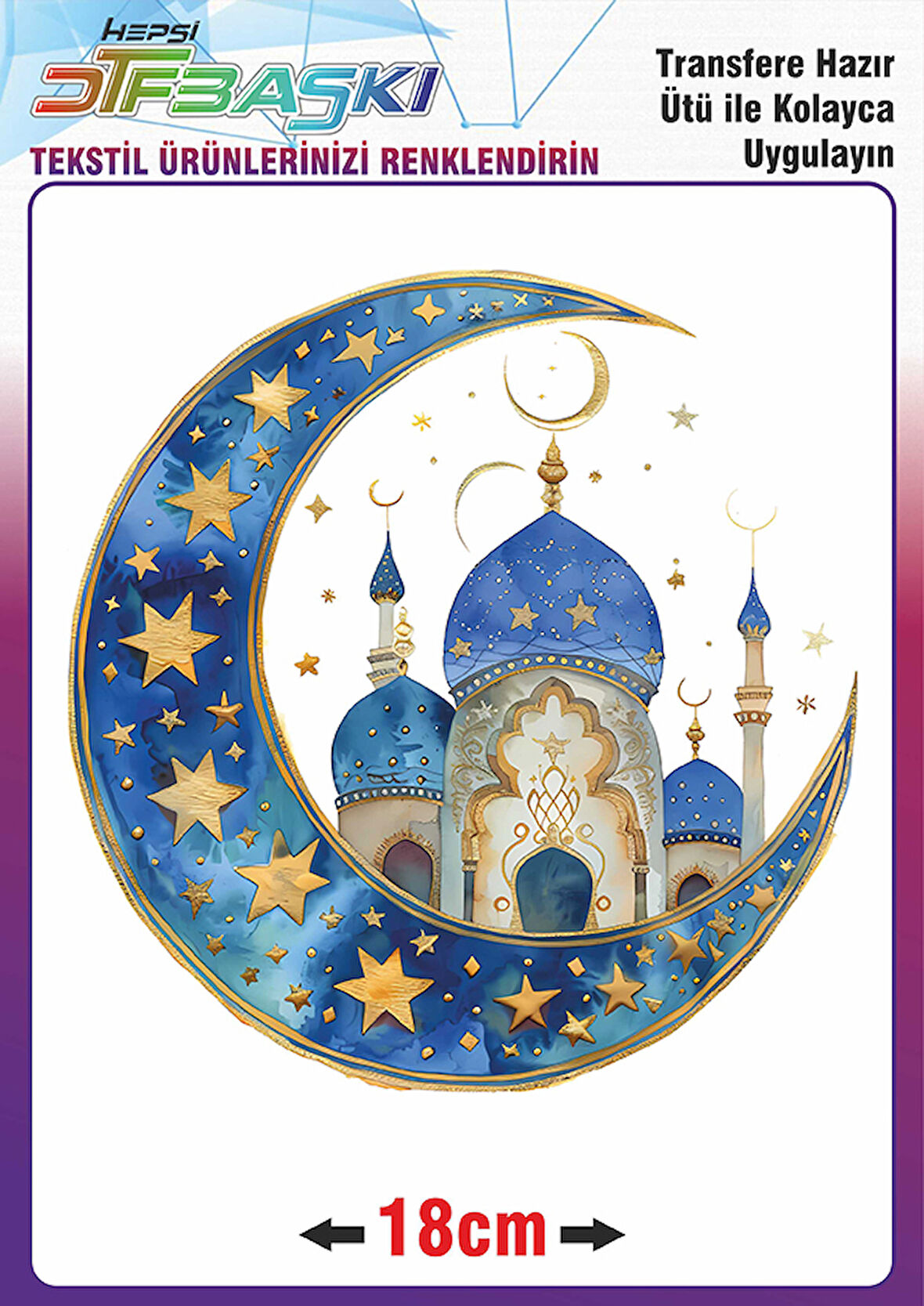 Ramazan ve İslam Ütü ile Yapışan Tekstil Transfer Baskı